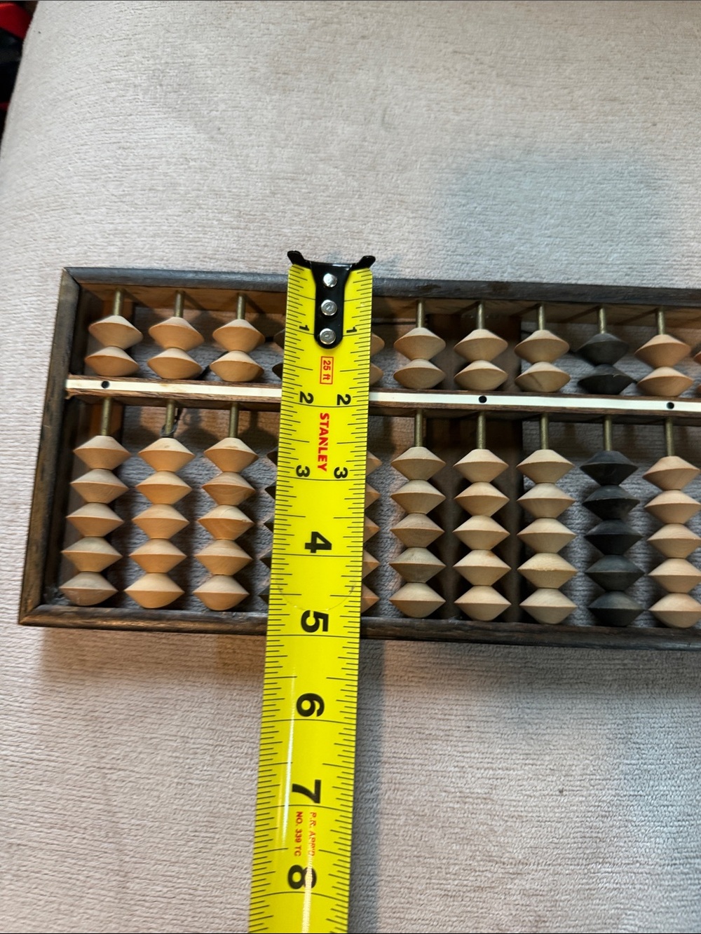 Vintage Chinese Abacus Wood And Brass Lotus Flower Brand - Picture 3 of 8